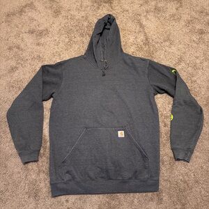 Carhartt Hoodie Mens Large Tall Gray Pullover Long Sleeve Workwear Logo